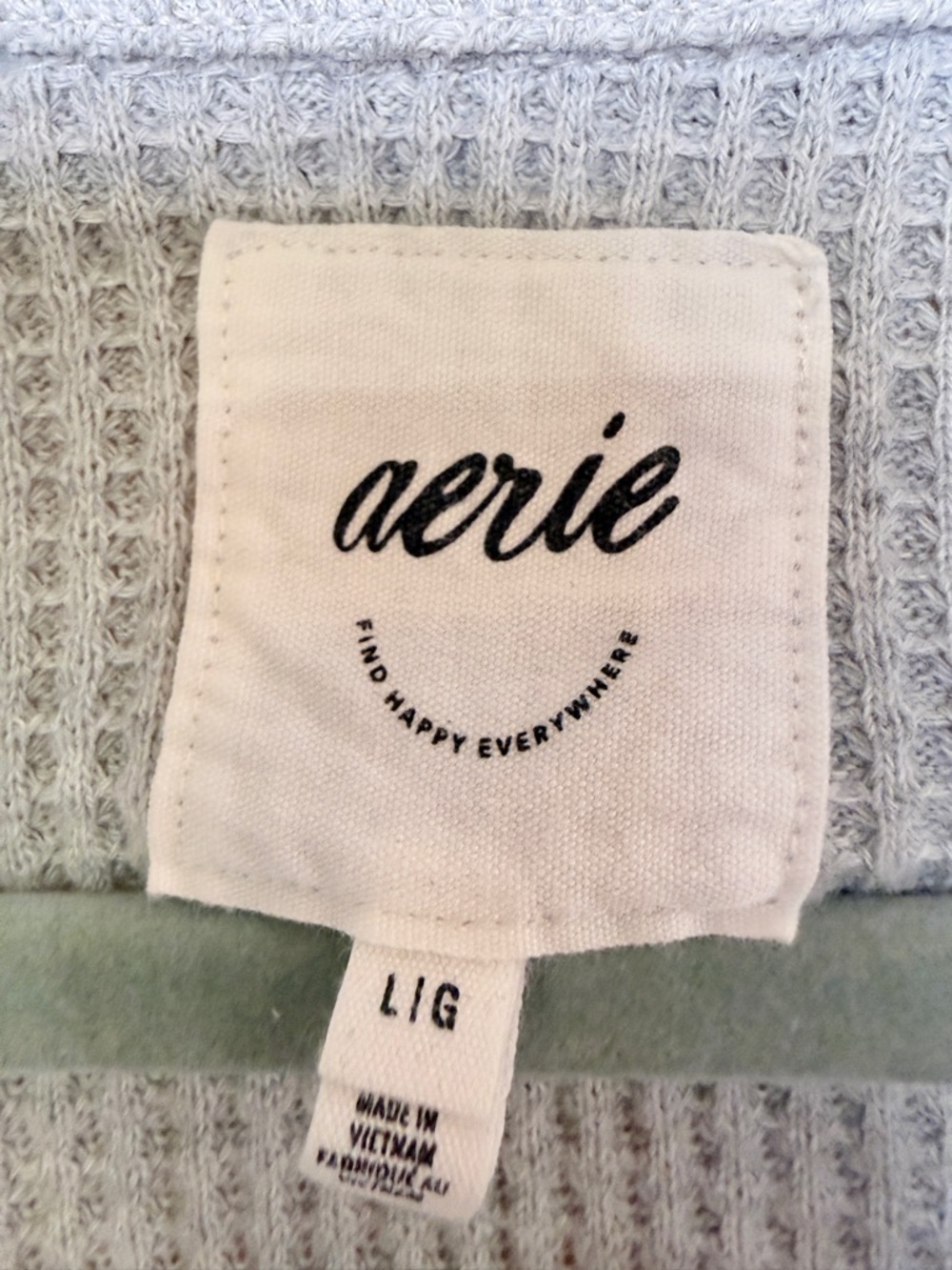 aerie Large LumberJane Waffle Knit Shirt Light Gray Button-Up Shacket - Picture 7 of 10